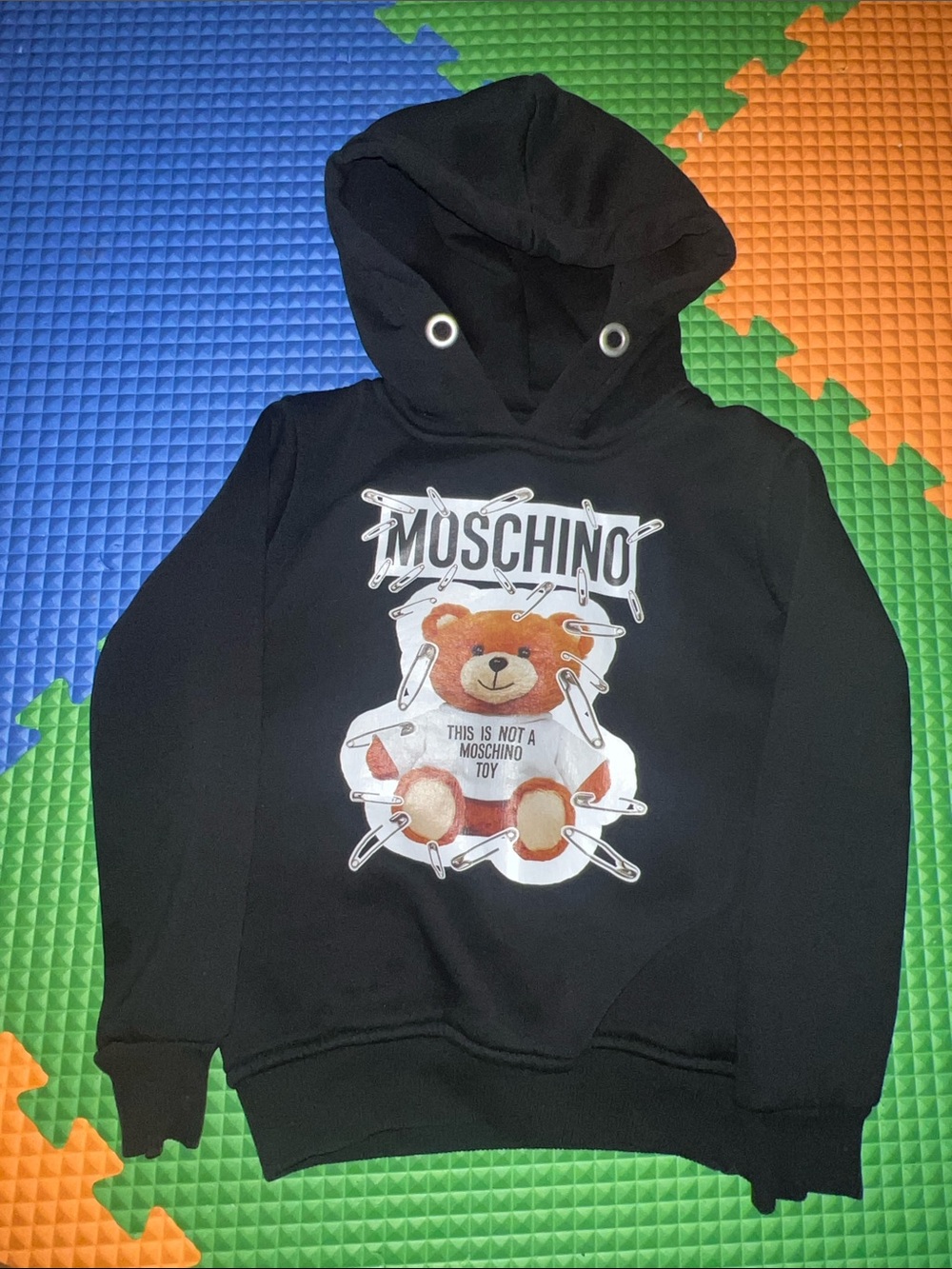 Moschino Black Hoodie with Brown Teddy Graphic